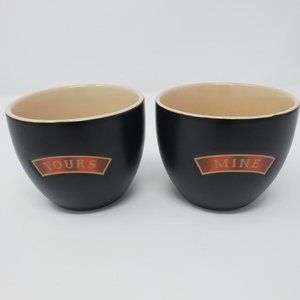 Pair Bailey's Irish Cream Promotional YOURS MINE Handless Dessert Bowl Mug Cups